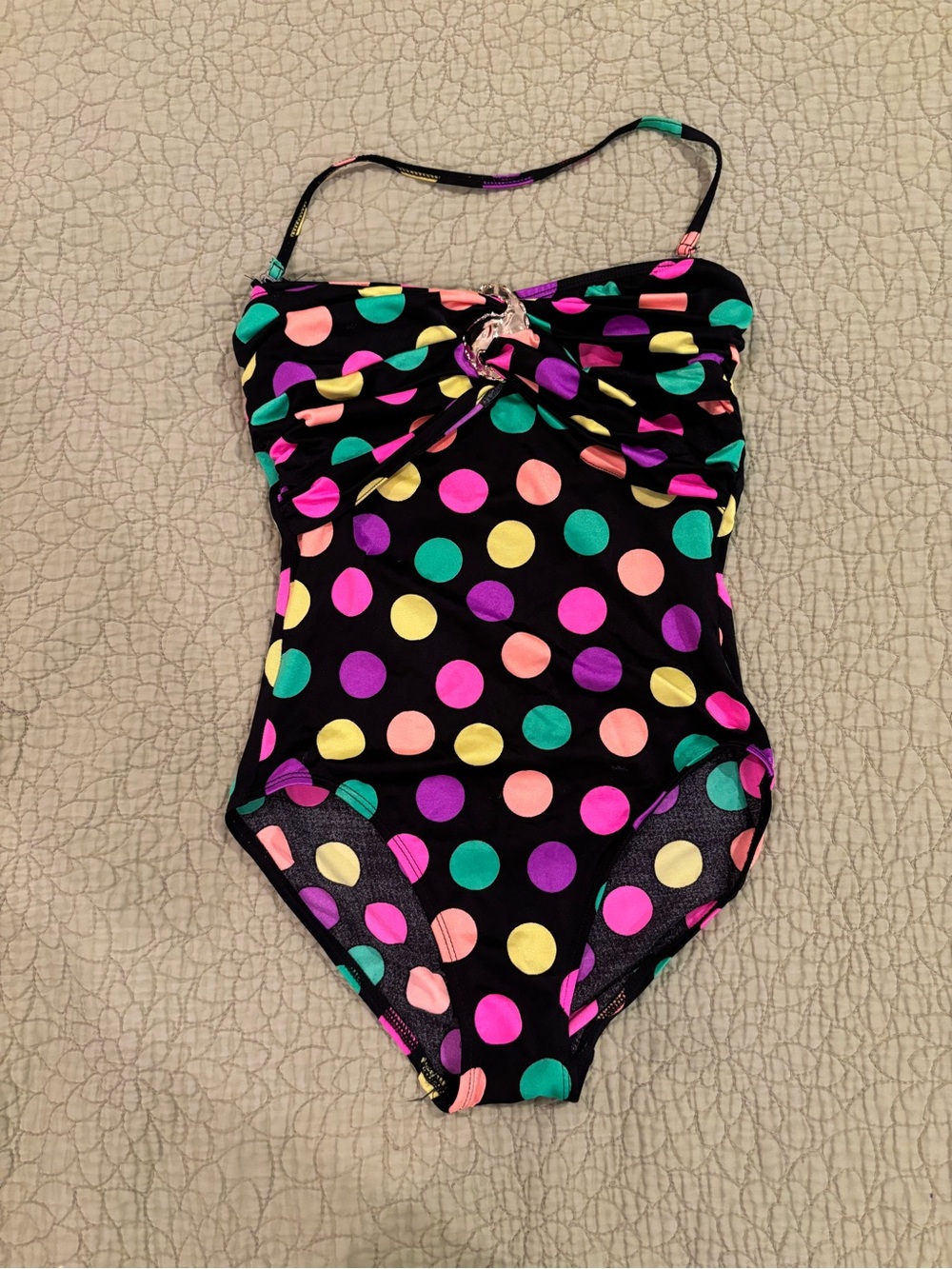 Vintage Oscar de la Renta Colorful Polka Dot Swimsuit 10